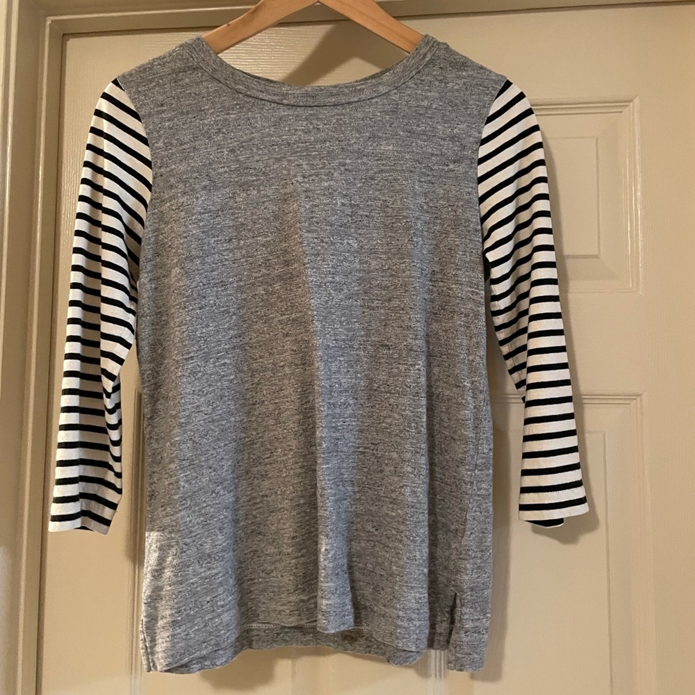 J.Crew - Tee with striped sleeves